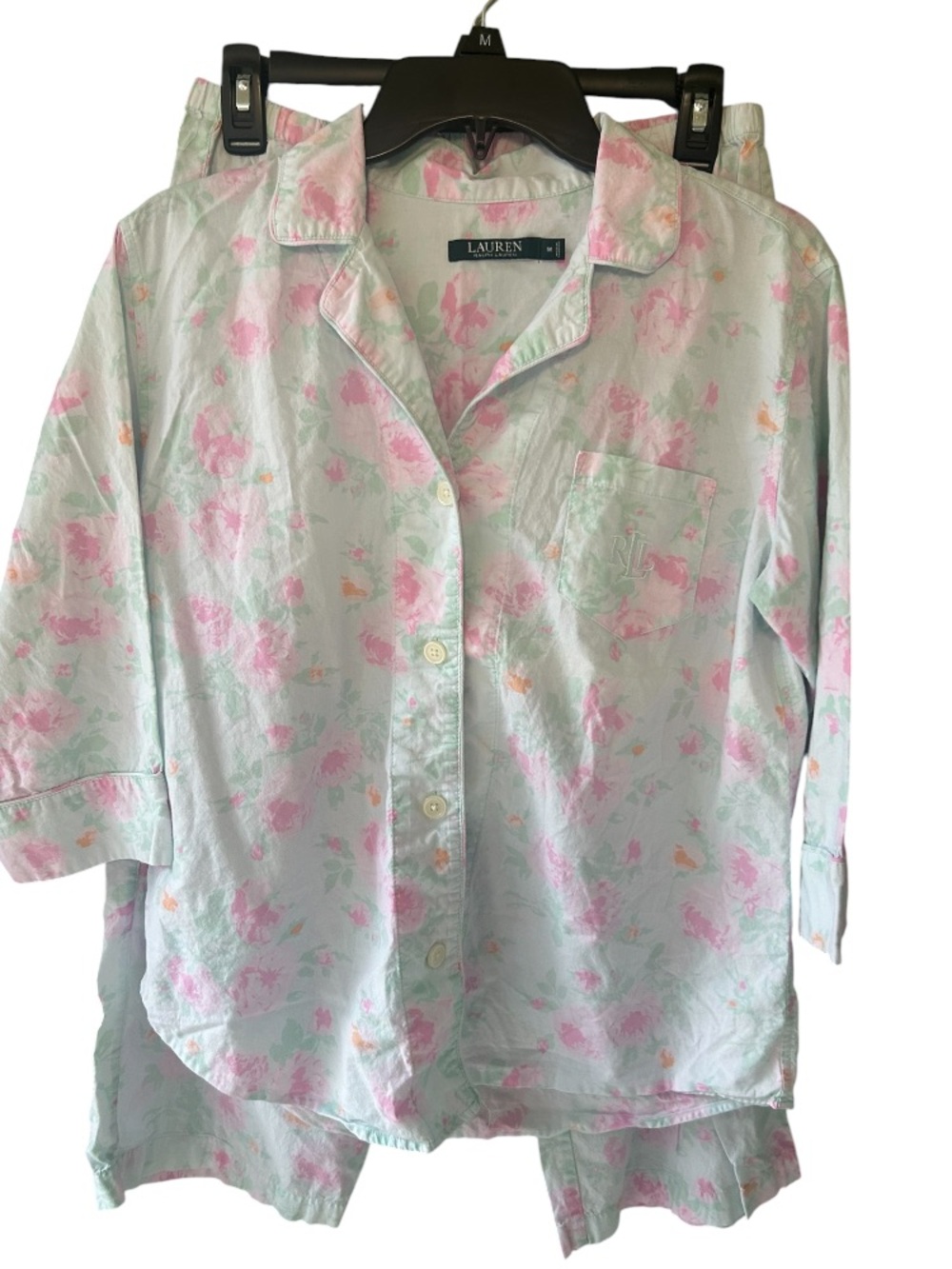 Ralph Lauren Mint and Pink Floral Pajama Set